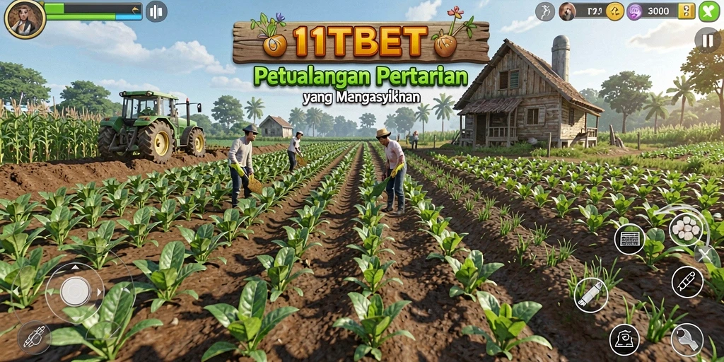 Tangkapan layar gameplay 11TBET yang menunjukkan ladang yang subur.