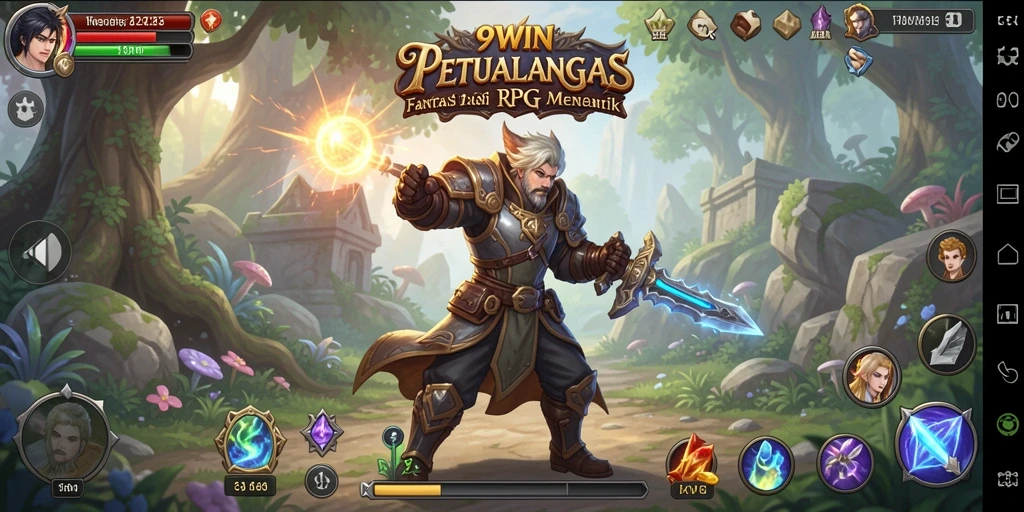Screenshot 9WIN menampilkan pertarungan seru dalam dunia RPG.