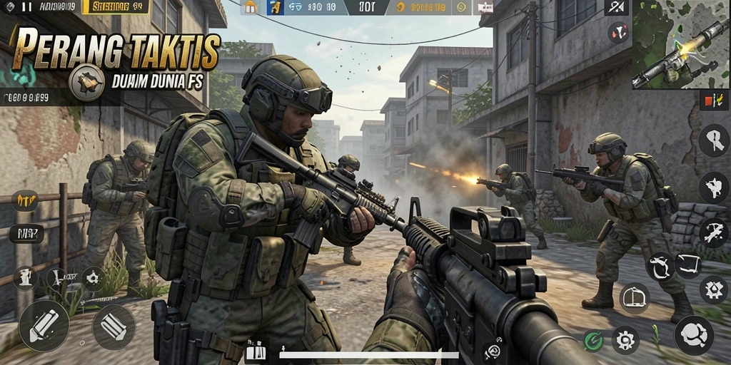 Tangkapan layar gameplay intens ADI99 dalam pertempuran FPS.