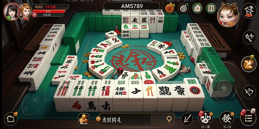 Tampilan gameplay menarik dari AMS789 dengan visual Mahjong yang memukau.