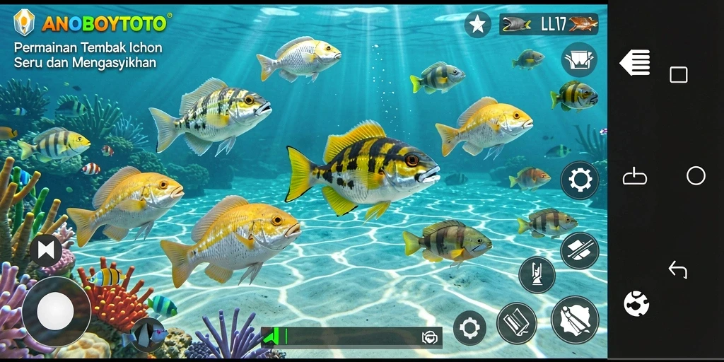 Screenshot gameplay ANOBOYTOTO dengan aksi Tembak Ikan yang seru.