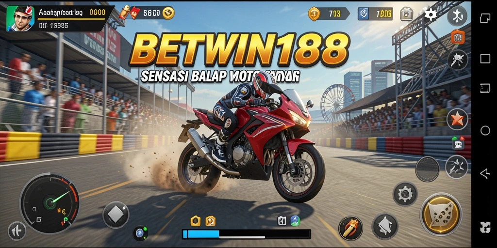 Tangkapan layar dari gameplay seru BETWIN188 saat balapan motor.