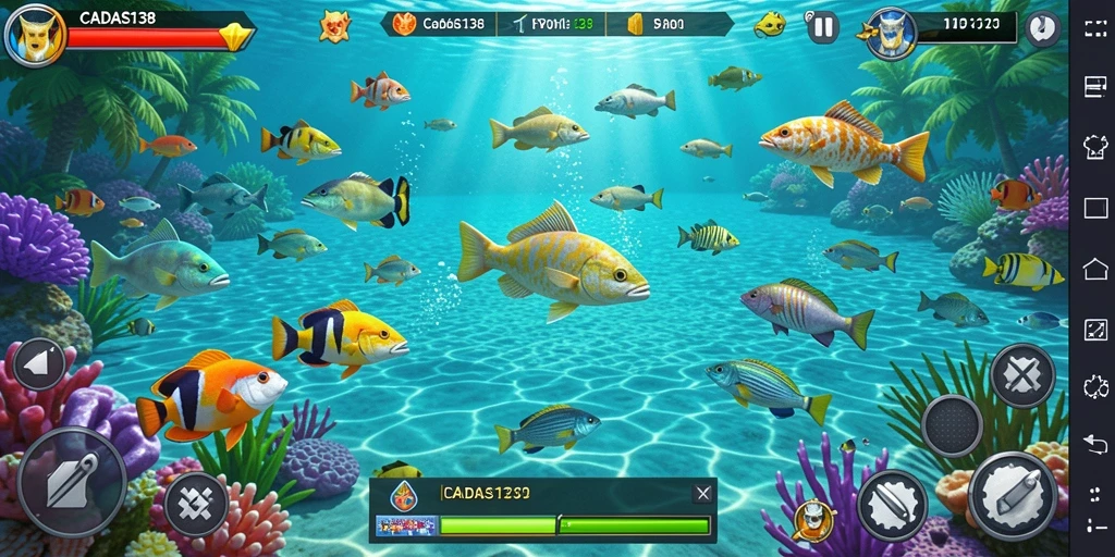 Tampilan gameplay seru dari CADAS138 saat menangkap ikan.