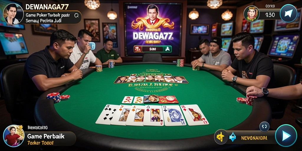 Screenshot gameplay DEWANAGA77 yang menampilkan keseruan bermain poker.