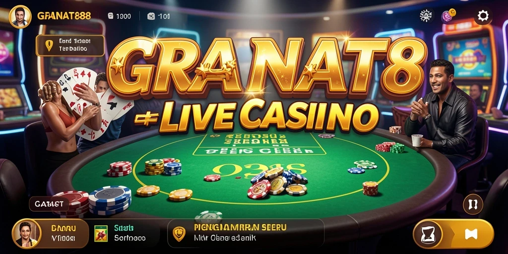 Screenshot gameplay Live Casino yang menampilkan dealer langsung dan pemain aktif.