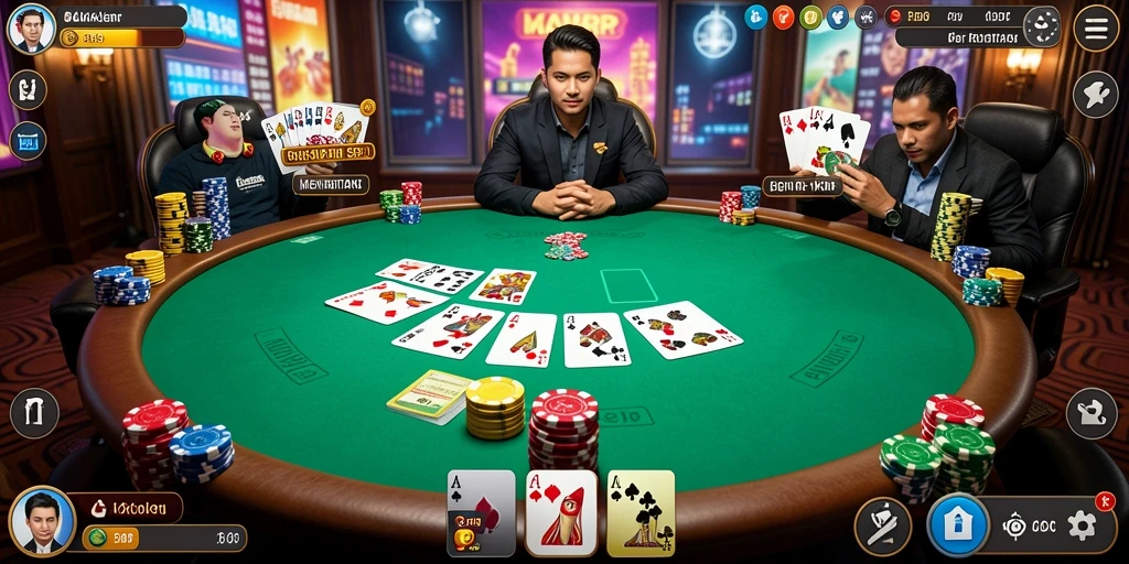 Screenshot KAKRP menampilkan gameplay poker yang menarik dan kompetitif.