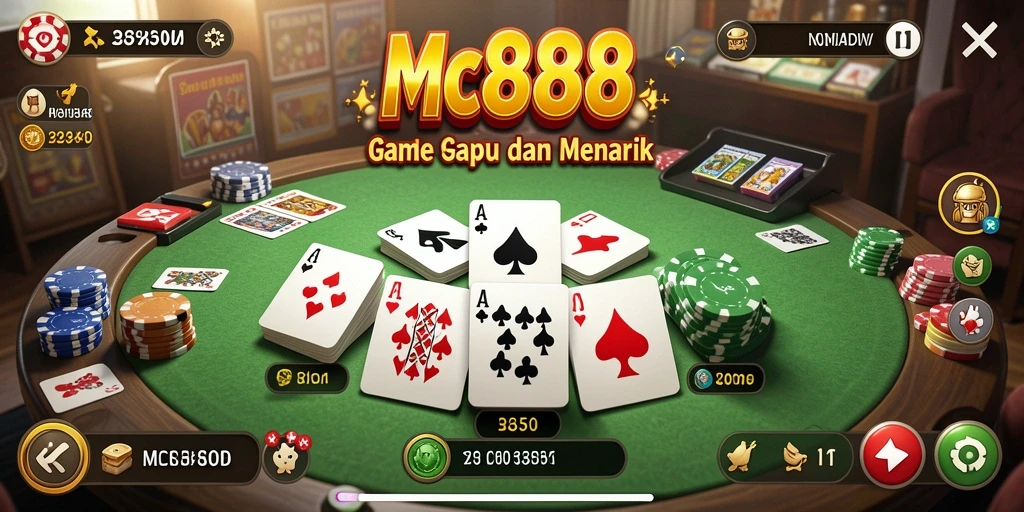Tampilan utama gameplay Gaple dalam MC888 yang seru.