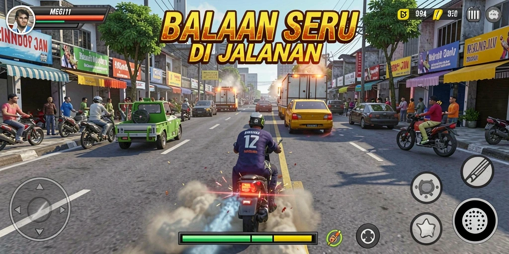 Tampilan seru gameplay balapan di MEGA111 dengan grafis memukau.