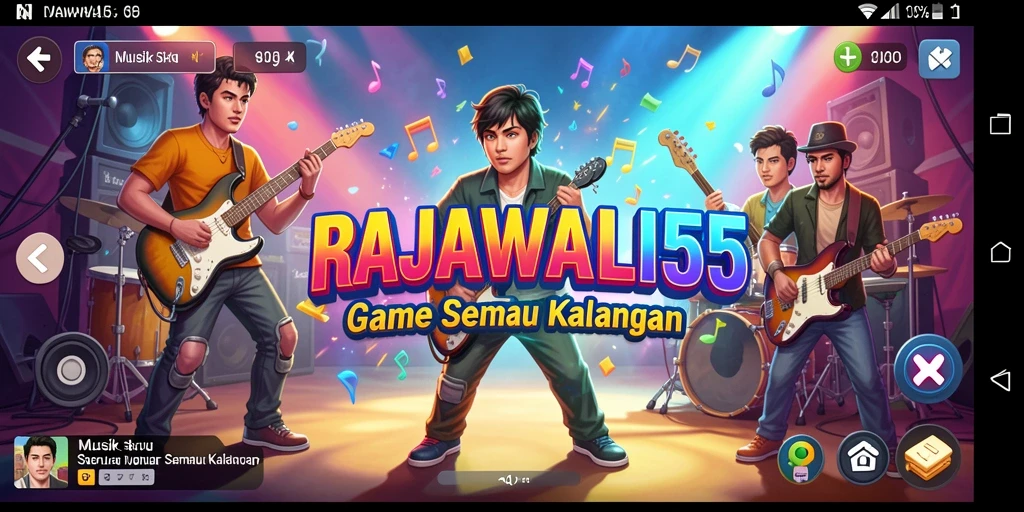 Tampilan gameplay menarik dari RAJAWALI55 dengan berbagai pilihan alat musik.