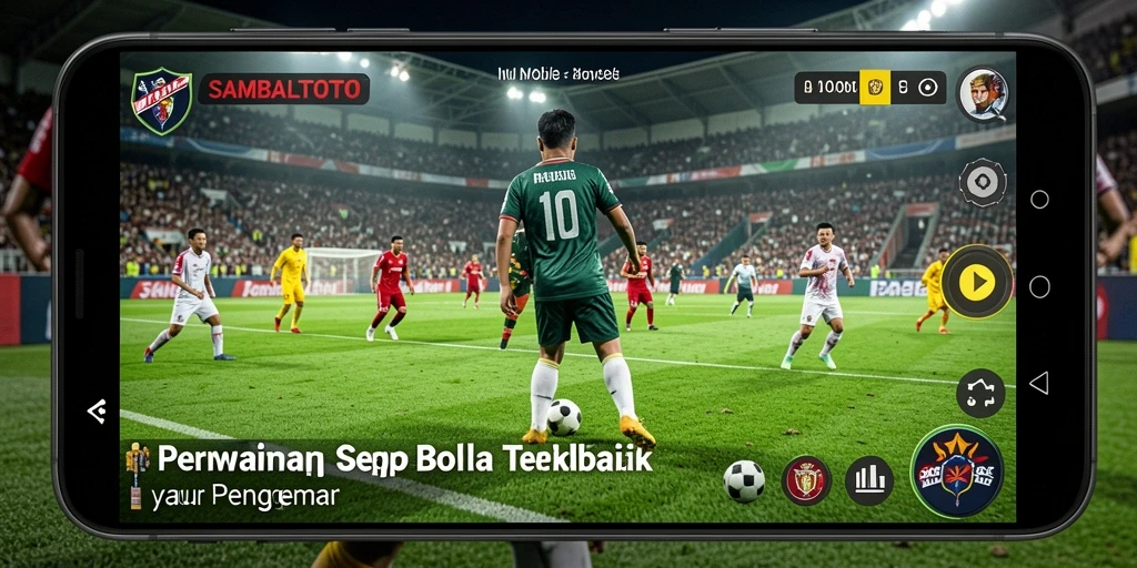 Screenshot gameplay <strong>SAMBALTOTO</strong> memperlihatkan aksi seru di lapangan sepak bola.