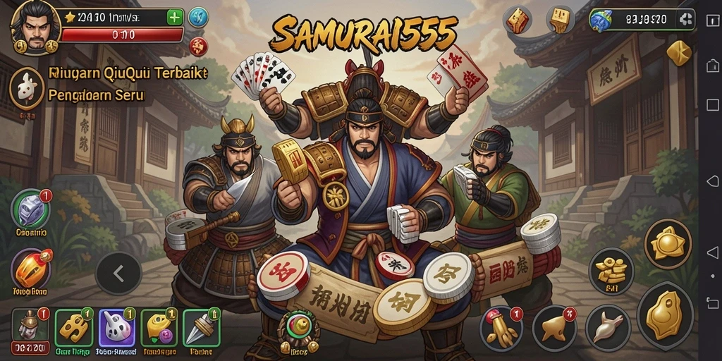 Screenshot utama SAMURAI555 menunjukkan aksi QiuQiu yang seru.