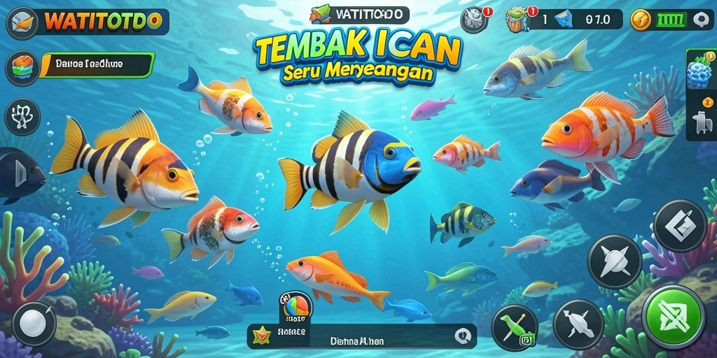 Tampilan gameplay seru WATITOTO saat menangkap ikan.